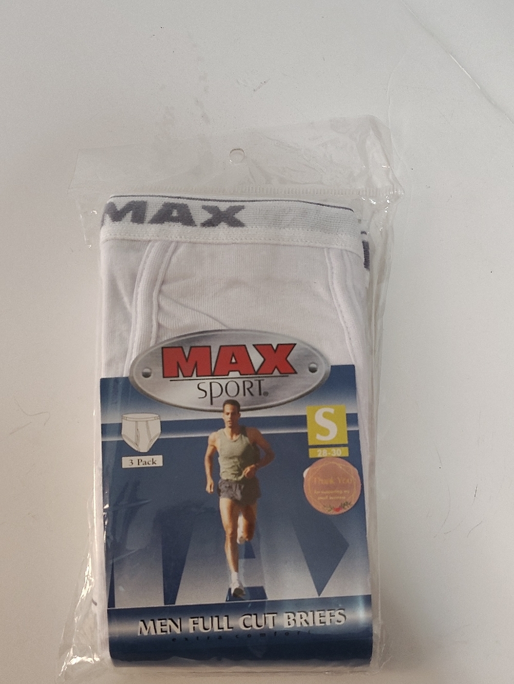 Vtg MAX Sport Men’s White Full-Cut White Briefs - 3 Pack - Size 28-30